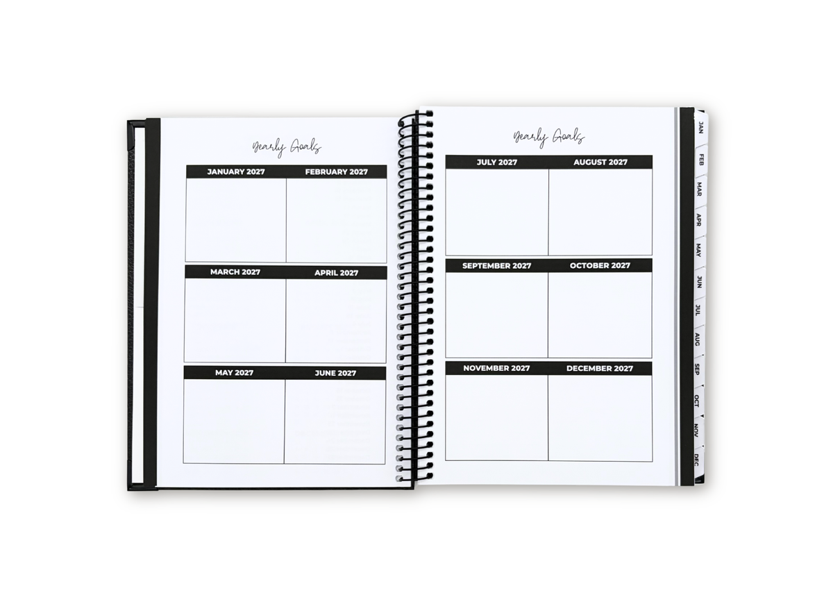 2027 Black Leather Look Weekly Planner Basic Bundle