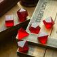 Blood Red Raised Zircon Glass Hand Carved DND Dice Set