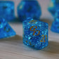 Blue Lightning Glass Cracked Glass DND Dice Set
