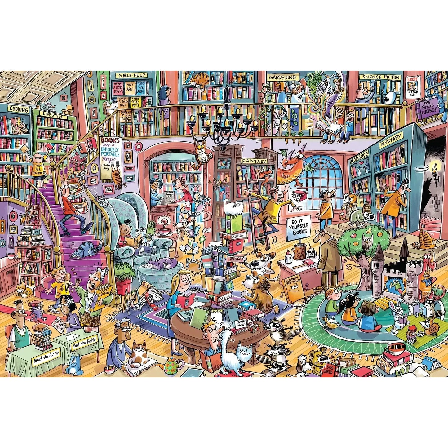 Bookshop Bedlam 100 Large Piece Jigsaw Puzzle Cobble Hill