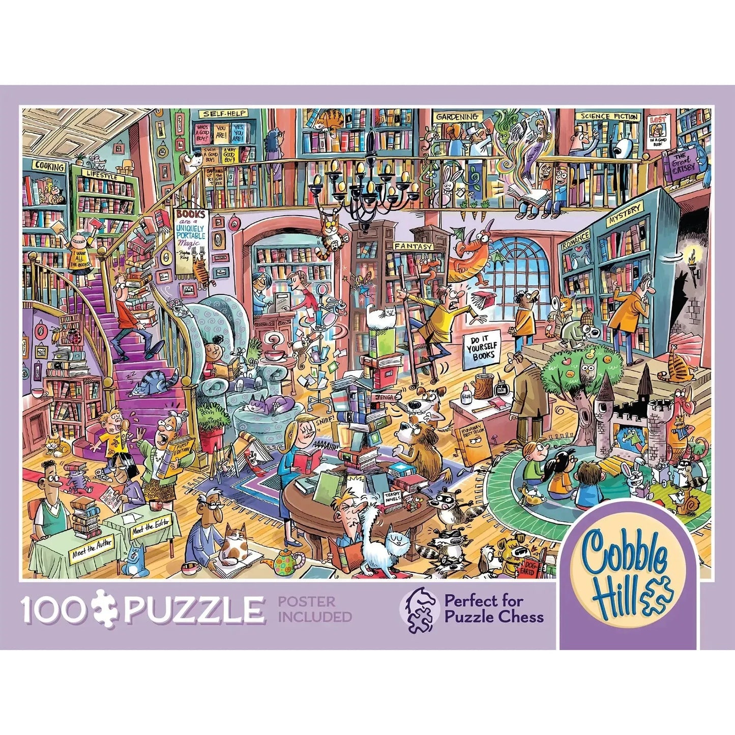 Bookshop Bedlam 100 Large Piece Jigsaw Puzzle Cobble Hill