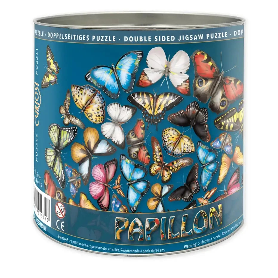 Butterflies 424 Wood Piece Double-Sided Round Jigsaw Puzzle Curiosi