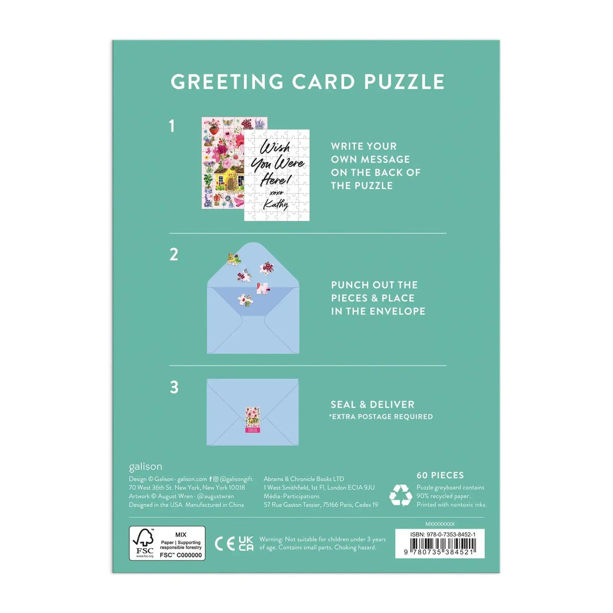 Buzzy Bouquets Greeting Card 60 Piece Jigsaw Puzzle Galison