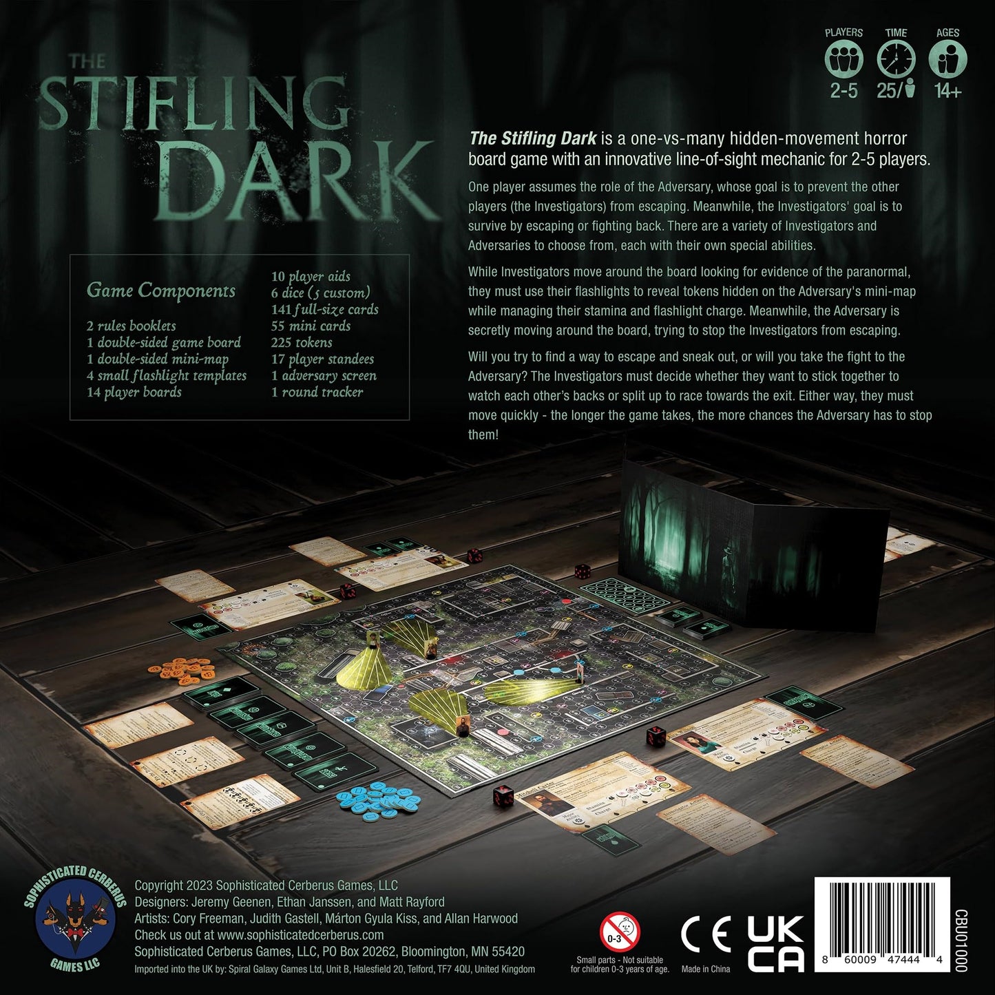 Sophisticated Cerberus Games Horror Strategy Board Game - The Stifling Dark, 2-5 Players, Medium Size, Multicolor, Model CBU01000