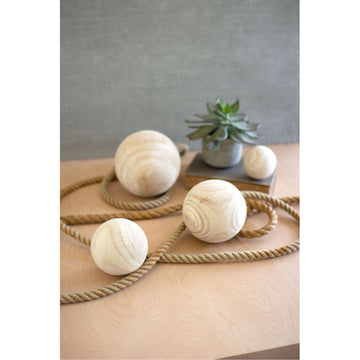 Set Of Four Natural Wooden Spheres - One Each Size
