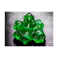 Green Translucent Mini Dice With White Numbers 10Mm (3/8In) Set Of 7 Chessex
