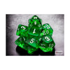 Green Translucent Mini Dice With White Numbers 10Mm (3/8In) Set Of 7 Chessex