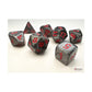 Black Velvet Mini Dice With Red Numbers 10Mm (3/8In) Set Of 7 Chessex