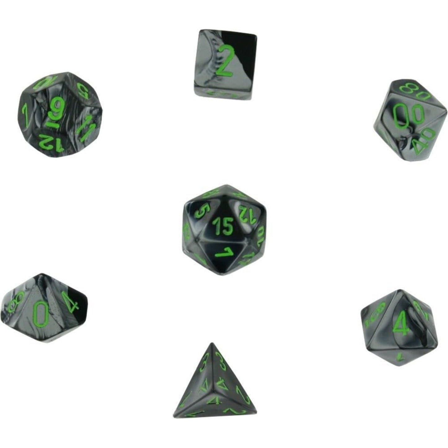 Chessex Chx26445 Dice-Gemini Set, Black/Grey/Green