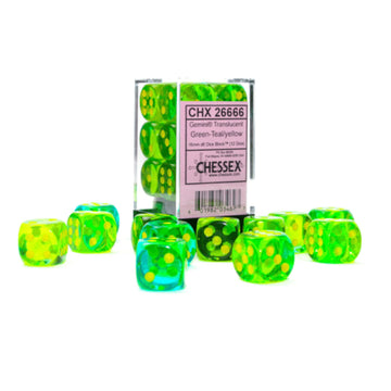 Gemini Dice Block | Set Of 12 Size D6 Dice | Designed For Board Games, Roleplaying Games & Miniature Games | Premium Quality 16