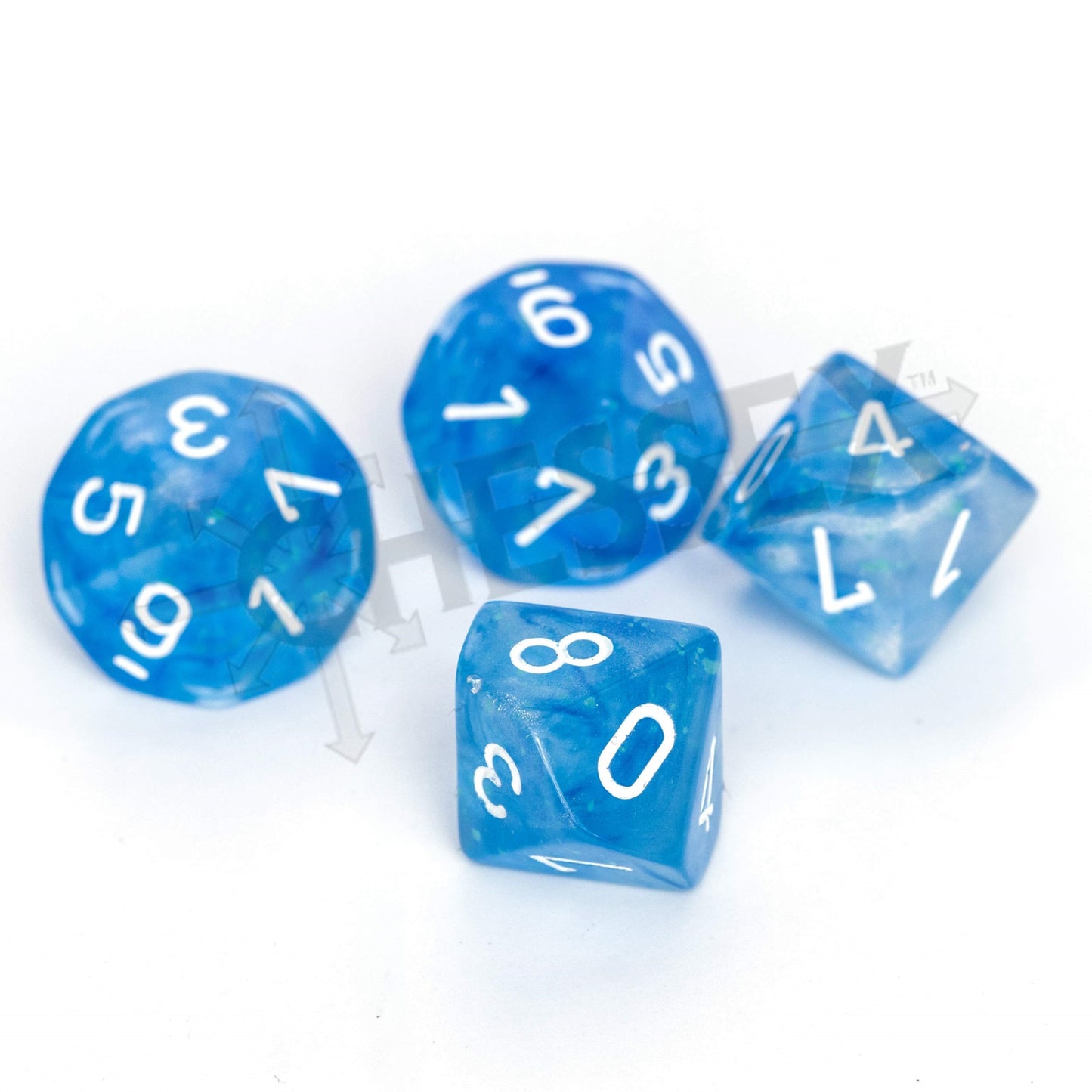 Borealis Sky Blue/White Luminary Set of Ten d10s