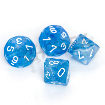 Borealis Sky Blue/White Luminary Set of Ten d10s