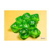 Rad Green Translucent Dice With White Numbers 7+1 Dice Set 16Mm (5/8In) Chessex