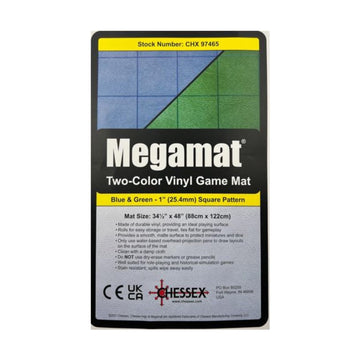 Chessex Play Mat - Mat: 1 Sq 2 Sided Blue/Green Megamat (Two Color Mat) - Smooth & Tough - Compatible With Tabletop Rpgs - Acces
