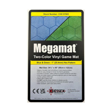 Chessex Play Mat - Mat: 1 Hex 2 Sided Blue/Green Megamat (Two Color Mat) - Smooth & Tough - Compatible With Tabletop Rpgs - Acce
