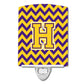 Carolines Treasures Letter H Chevron Purple and Gold Ceramic Night Light, 6x4, Multicolor