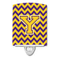 Carolines Treasures Letter Y Chevron Purple and Gold Ceramic Night Light, 6x4, Multicolor