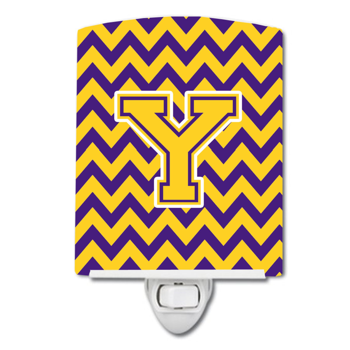 Carolines Treasures Letter Y Chevron Purple and Gold Ceramic Night Light, 6x4, Multicolor