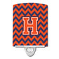 Carolines Treasures Letter H Chevron Orange and Blue Ceramic Night Light, 6x4, Multicolor