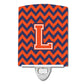 Carolines Treasures Letter L Chevron Orange and Blue Ceramic Night Light, 6x4, Multicolor