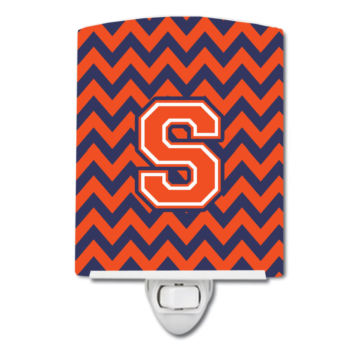 Carolines Treasures Letter S Chevron Orange and Blue Ceramic Night Light, 6x4, Multicolor