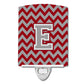 Carolines Treasures Letter E Chevron Crimson and Grey Ceramic Night Light, 6x4, Multicolor