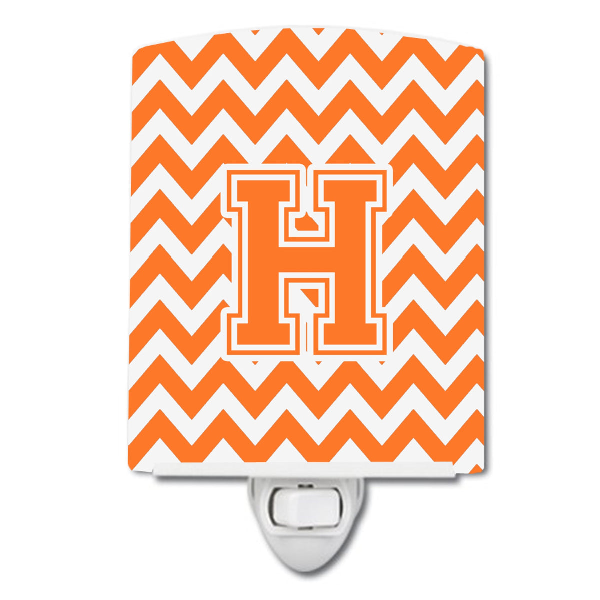 Carolines Treasures Letter H Chevron Orange and White Ceramic Night Light, 6x4, Multicolor