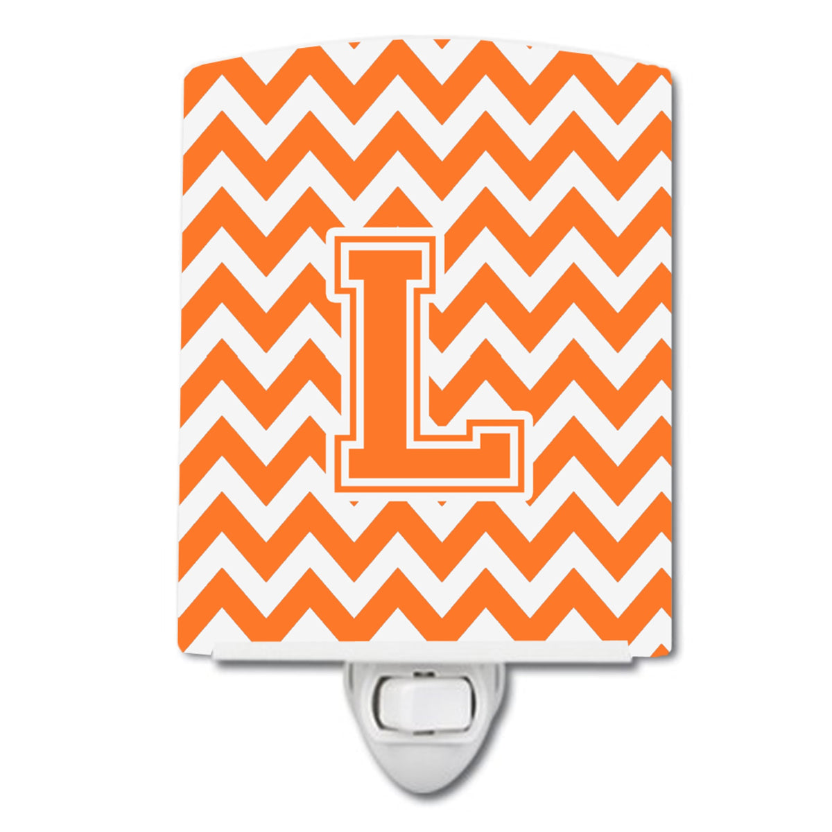 Carolines Treasures Letter L Chevron Orange and White Ceramic Night Light, 6x4, Multicolor