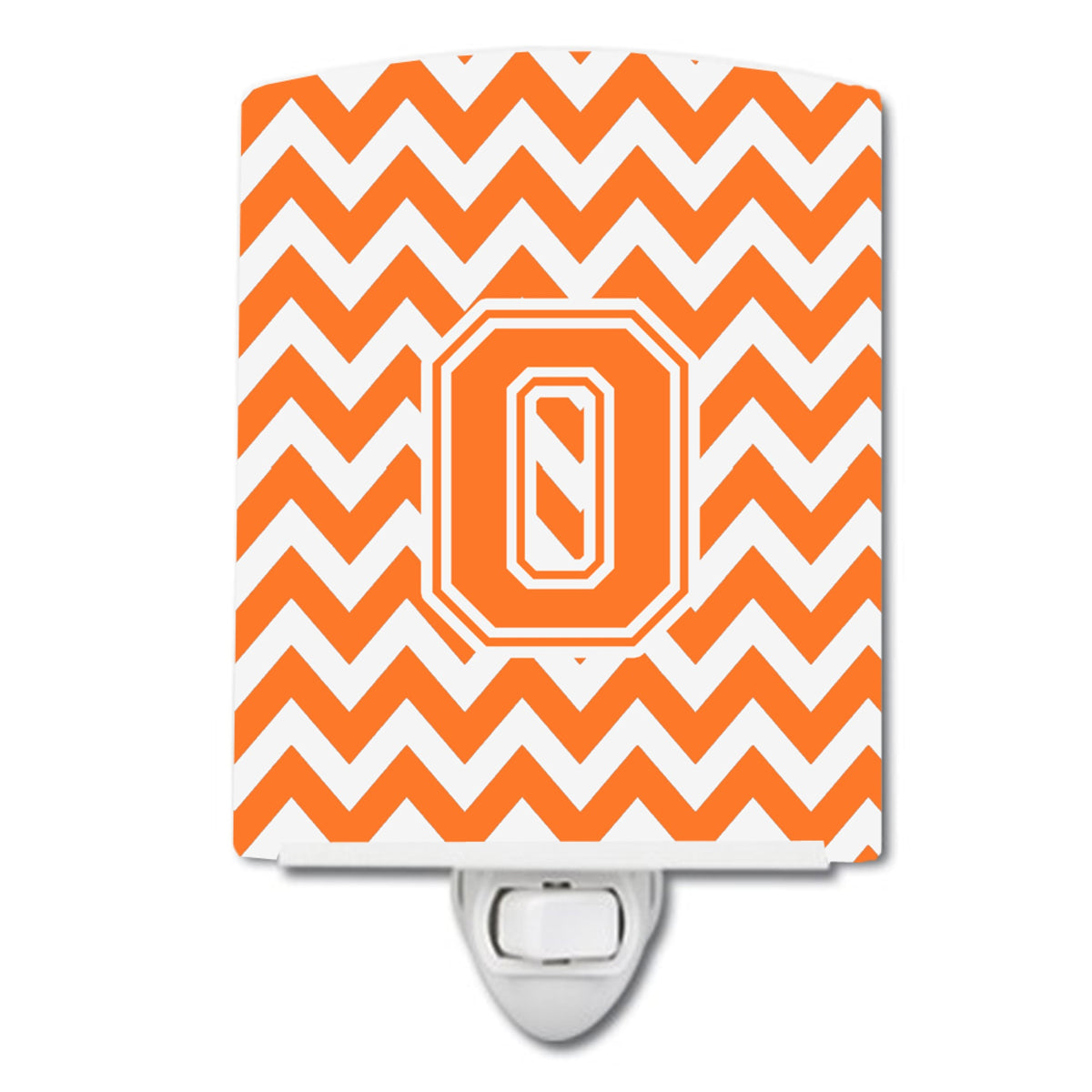Carolines Treasures Letter O Chevron Orange and White Ceramic Night Light, 6x4, Multicolor