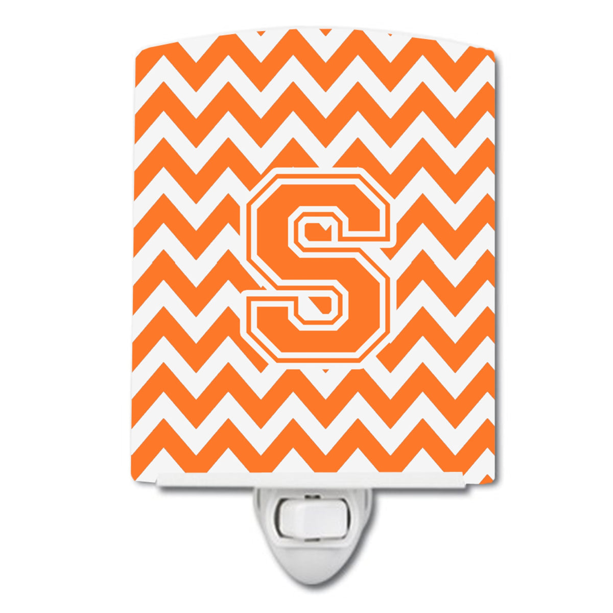 Carolines Treasures Letter S Chevron Orange and White Ceramic Night Light, 6x4, Multicolor