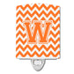 Carolines Treasures Letter W Chevron Orange and White Ceramic Night Light, 6x4, Multicolor