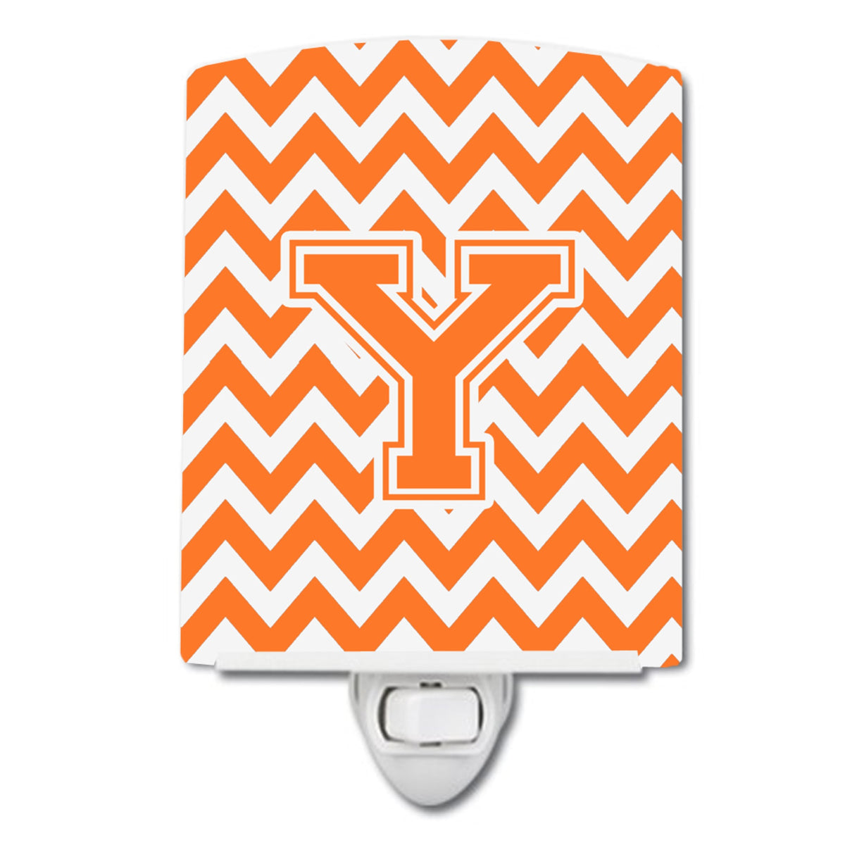 Carolines Treasures Letter Y Chevron Orange and White Ceramic Night Light, 6x4, Multicolor