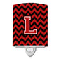 Carolines Treasures Letter L Chevron Black and Red Ceramic Night Light, 6x4, Multicolor