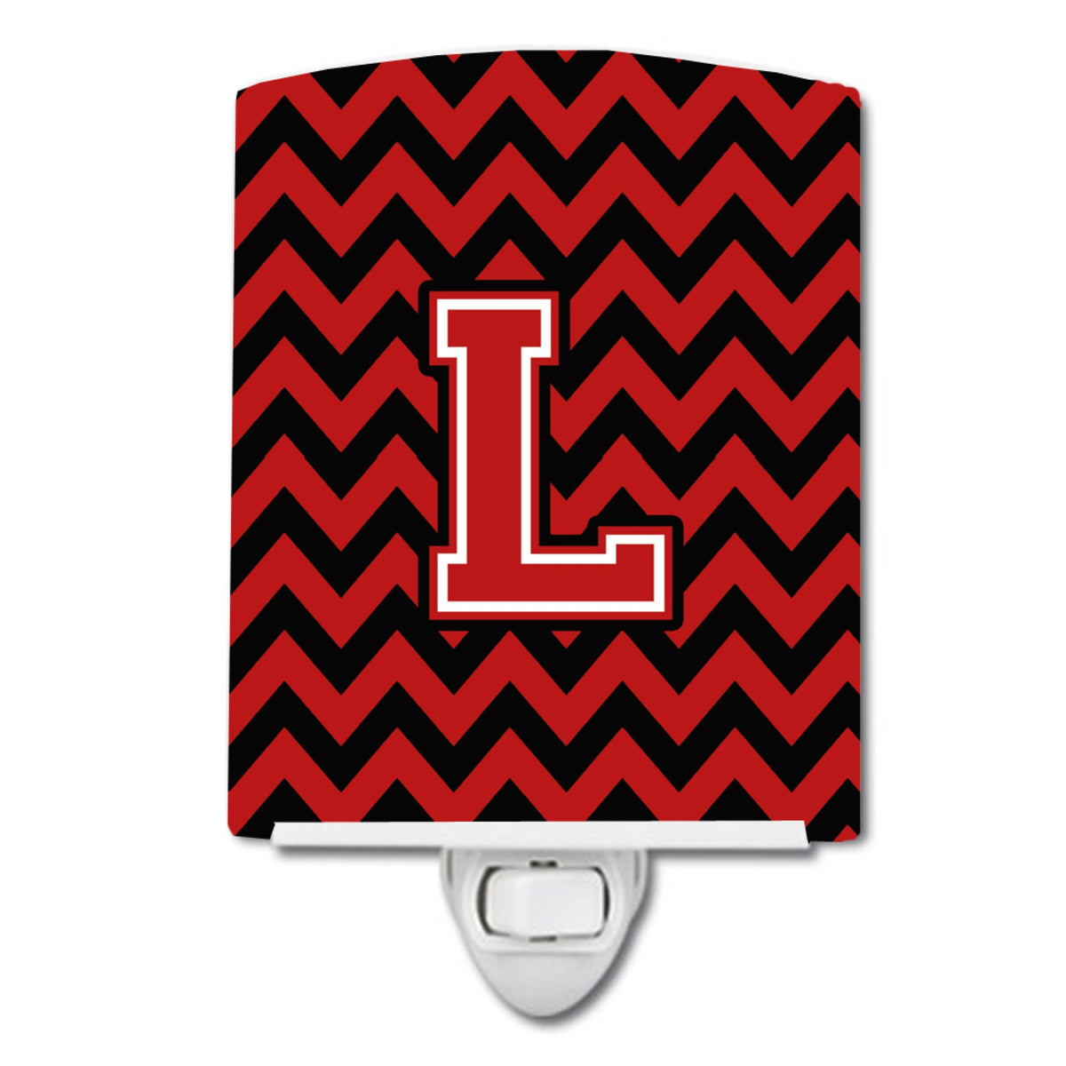 Carolines Treasures Letter L Chevron Black and Red Ceramic Night Light, 6x4, Multicolor