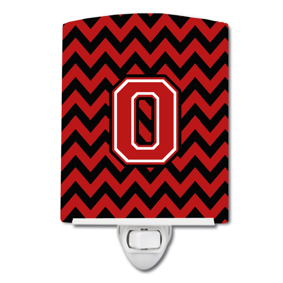 Carolines Treasures Letter O Chevron Black and Red Ceramic Night Light, 6x4, Multicolor