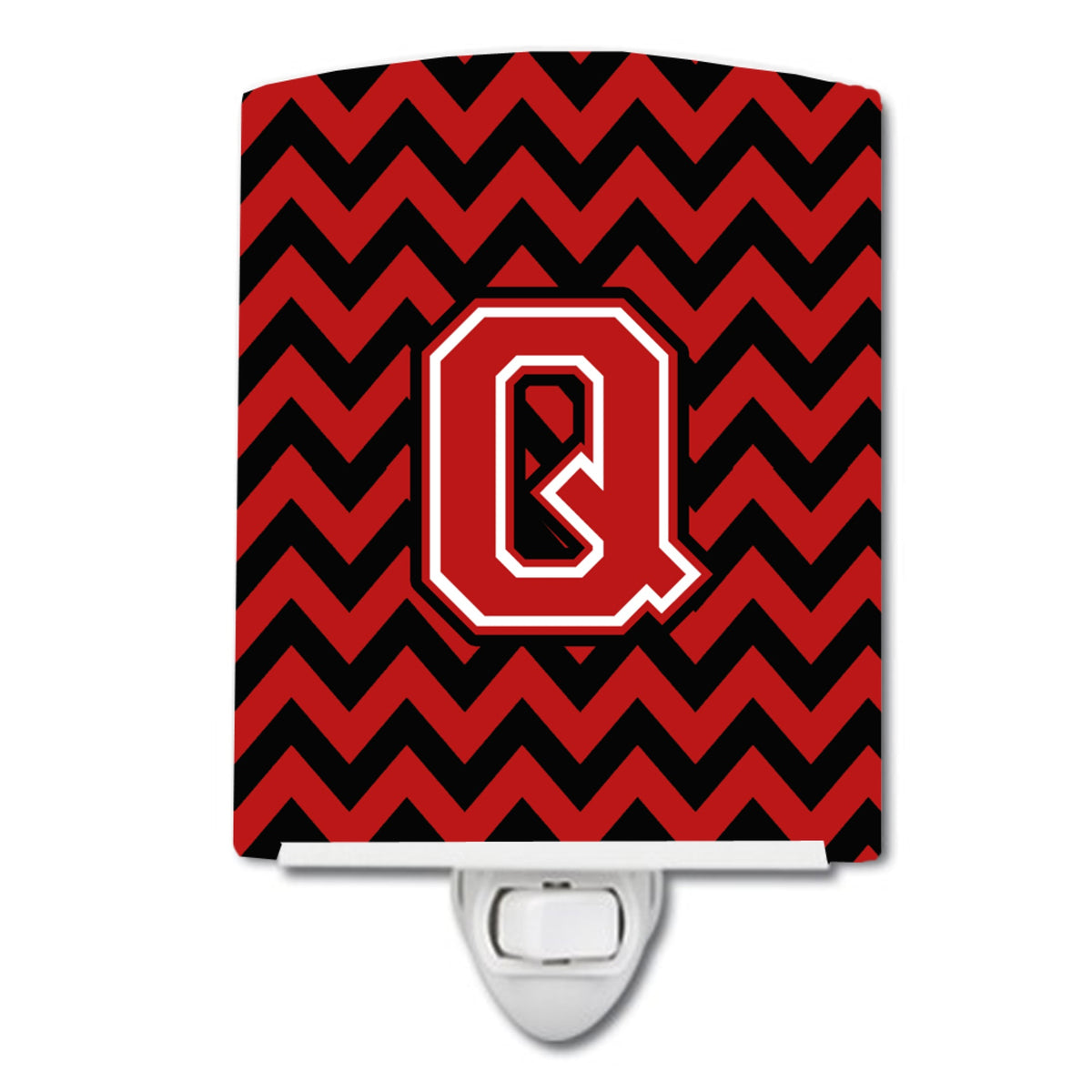 Carolines Treasures Letter Q Chevron Black and Red Ceramic Night Light, 6x4, Multicolor