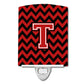 Carolines Treasures Letter T Chevron Black and Red Ceramic Night Light, 6x4, Multicolor