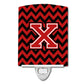 Carolines Treasures Letter X Chevron Black and Red Ceramic Night Light, 6x4, Multicolor