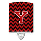Carolines Treasures Letter Y Chevron Black and Red Ceramic Night Light, 6x4, Multicolor