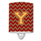 Carolines Treasures Letter Y Chevron Garnet and Gold Ceramic Night Light, 6x4, Multicolor