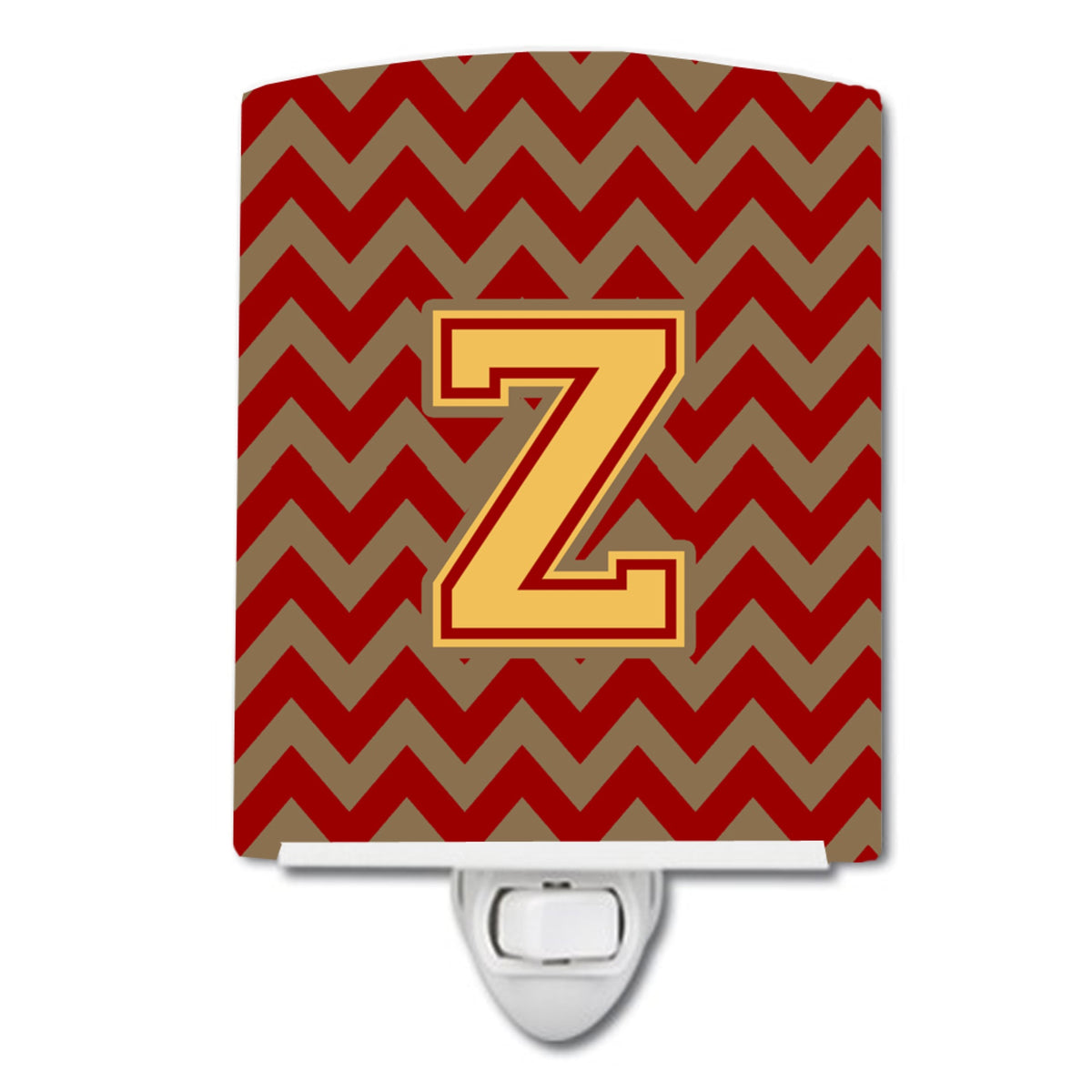 Carolines Treasures Letter Z Chevron Garnet and Gold Ceramic Night Light, 6x4, Multicolor