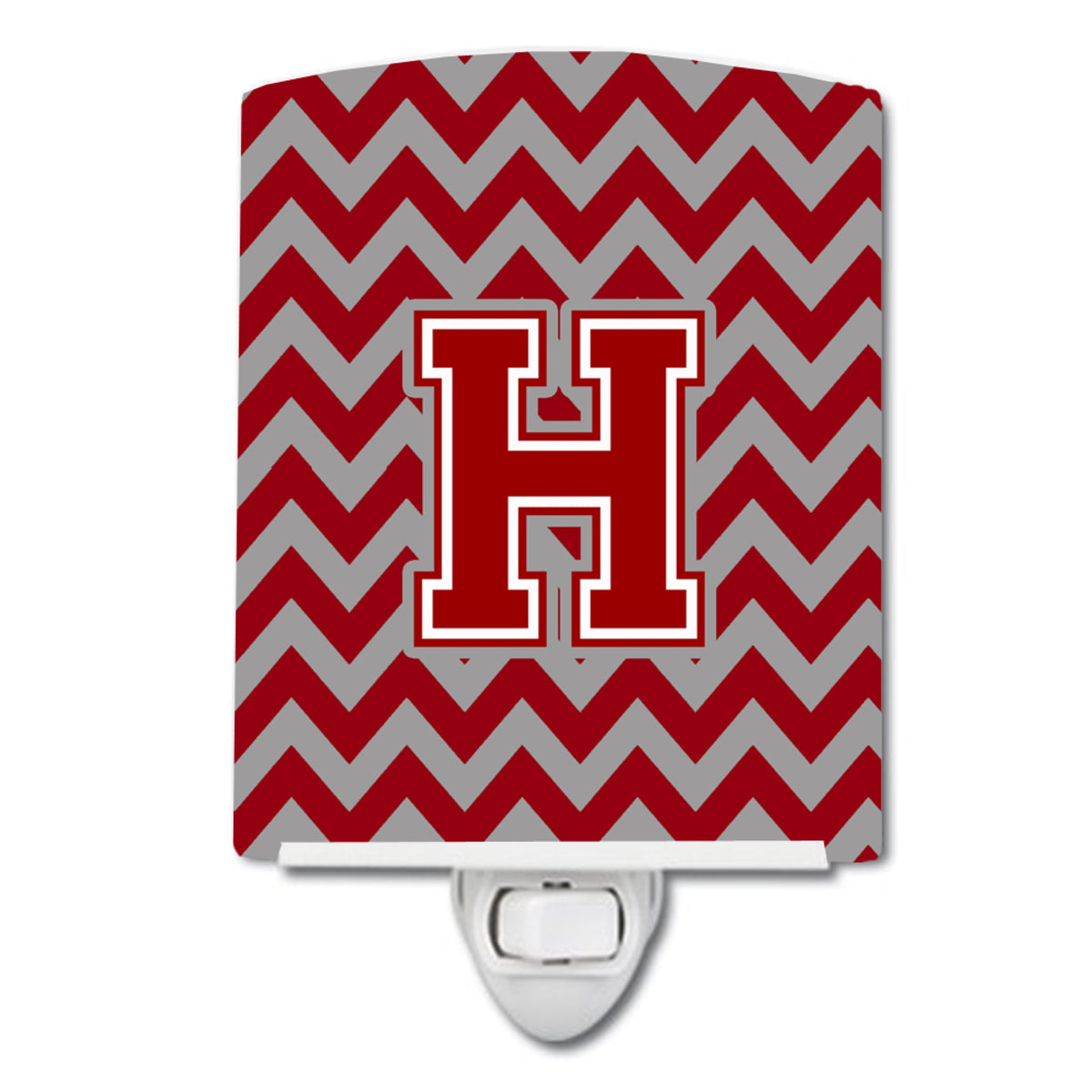 Carolines Treasures Letter H Chevron Maroon and White Ceramic Night Light, 6x4, Multicolor