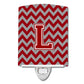 Carolines Treasures Letter L Chevron Maroon and White Ceramic Night Light, 6x4, Multicolor