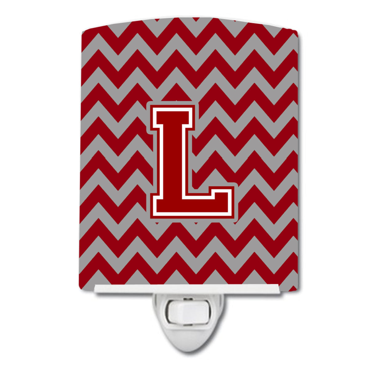 Carolines Treasures Letter L Chevron Maroon and White Ceramic Night Light, 6x4, Multicolor
