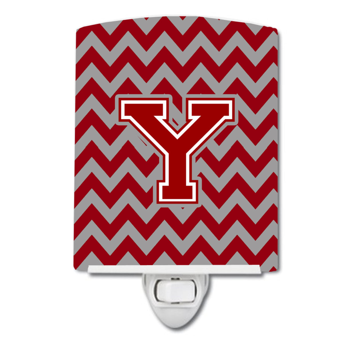 Carolines Treasures Letter Y Chevron Maroon and White Ceramic Night Light, 6x4, Multicolor