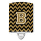 Carolines Treasures Letter B Chevron Black and Gold Ceramic Night Light, 6x4, Multicolor