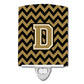 Carolines Treasures Letter D Chevron Black and Gold Ceramic Night Light, 6x4, Multicolor