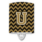 Carolines Treasures Letter U Chevron Black and Gold Ceramic Night Light, 6x4, Multicolor