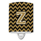 Carolines Treasures Letter Z Chevron Black and Gold Ceramic Night Light, 6x4, Multicolor
