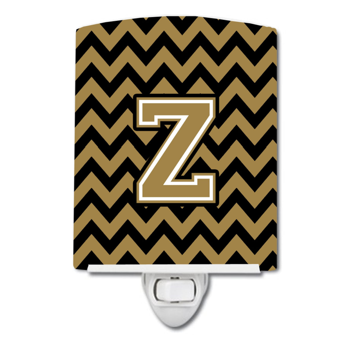Carolines Treasures Letter Z Chevron Black and Gold Ceramic Night Light, 6x4, Multicolor